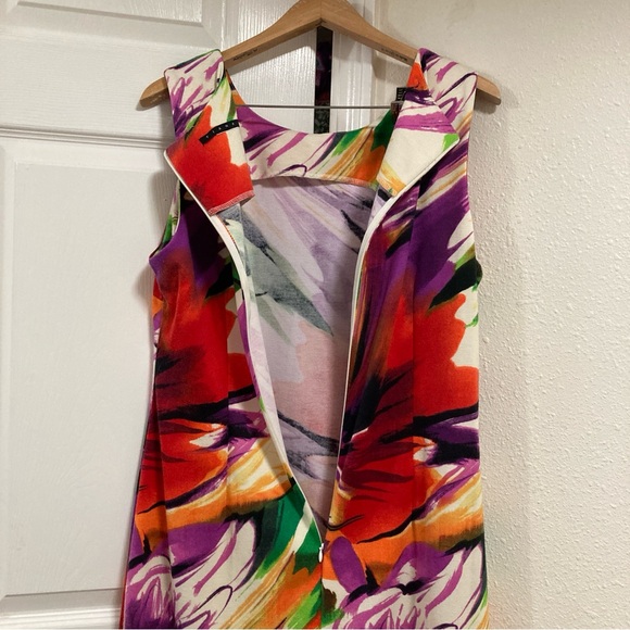 TIANA B. DRESS FLORAL Abstract ROUND NECK STRETCH Colorful Floral Sleeveless M - Picture 5 of 12